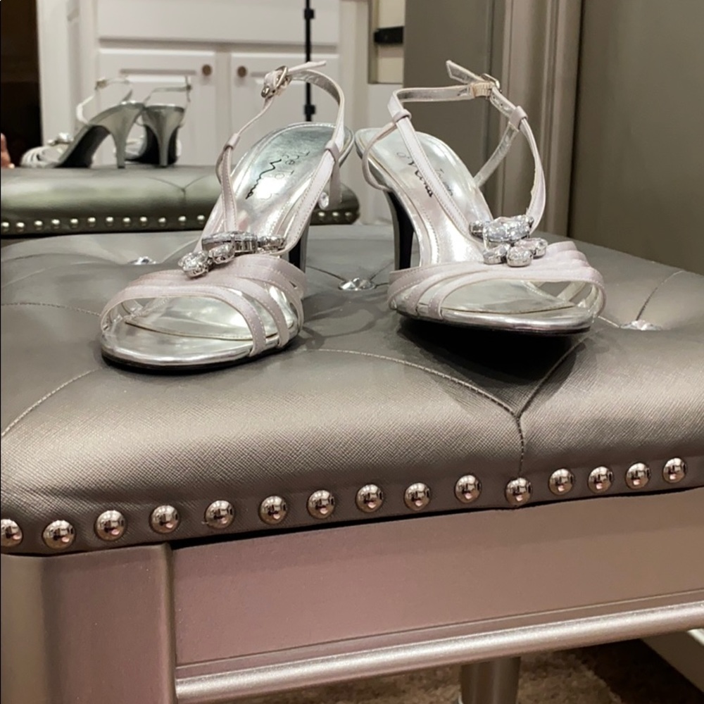 Silver strapped heels
